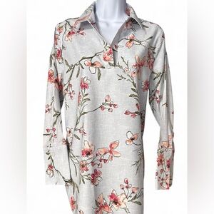 Chico's Light Blue Floral Tunic Blouse
